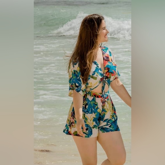 Rachel Roy multicolor cut out summer beach romper - Picture 1 of 8